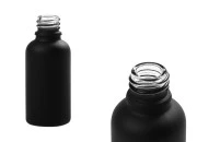 Staklena crna bočica od peskiranog stakla za etarska ulja 30mL, sa grlom PP18