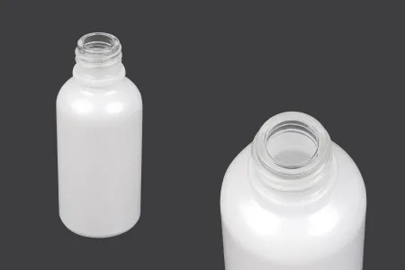 Staklena biserno bela bočica za etarska ulja 30mL, sa grlom PP18 - bez zatvarača-1