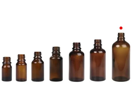 Braon staklena bočica za etarska ulja 100mL, sa grlom PP18 - bez zatvarača-6