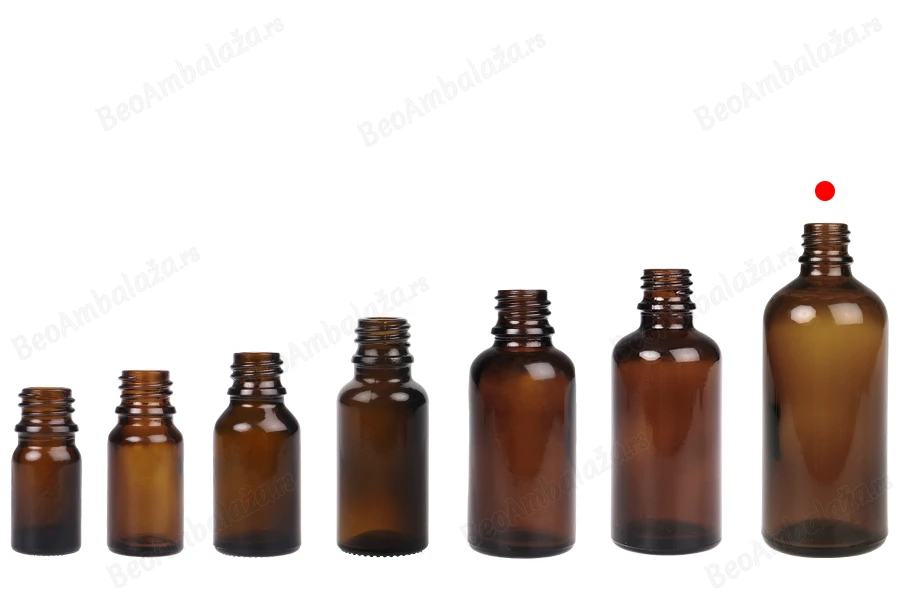 Braon staklena bočica za etarska ulja 100mL, sa grlom PP18 - bez zatvarača-grupa_slika