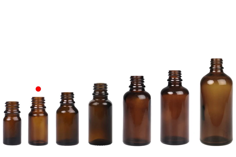 Staklena bočica 10mL za etarska ulja u braon boji, sa grlom PP18 Staklena bočica 10mL za etarska ulja u braon boji, sa grlom PP18-grupa_slika