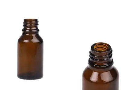 Braon staklena bočica za etarska ulja 15mL, sa grlom PP18 - bez zatvarača-1