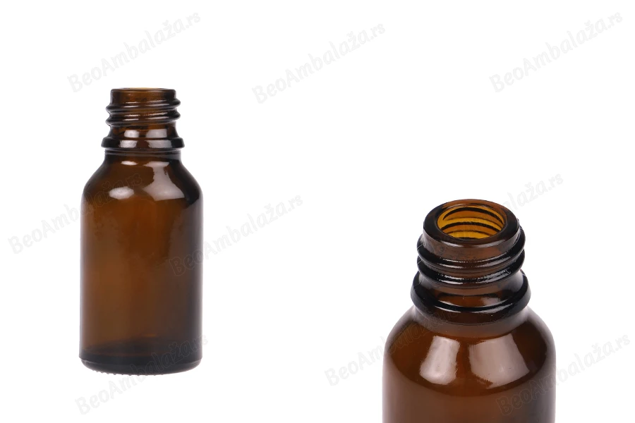 Braon staklena bočica za etarska ulja 15mL, sa grlom PP18 - bez zatvarača-slika_proizvoda