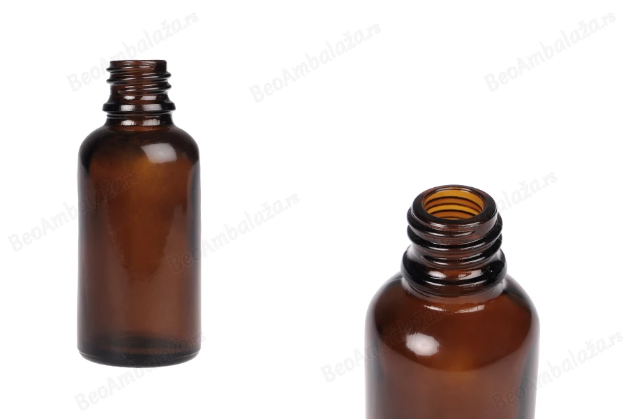 Braon staklena bočica za etarska ulja 30mL, sa grlom PP18 - bez zatvarača-slika_proizvoda