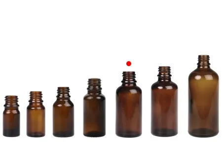 Braon staklena bočica za etarska ulja 30mL, sa grlom PP18 - bez zatvarača-7