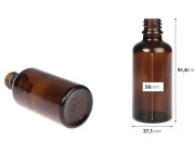 Braon staklena bočica za etarska ulja 50mL, sa grlom PP18 - bez zatvarača-dimenzije_slike
