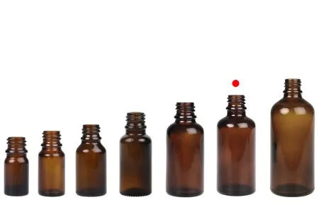Braon staklena bočica za etarska ulja 50mL, sa grlom PP18 - bez zatvarača-6