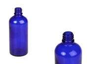 Plava staklena bočica za etarska ulja 100mL, sa grlom PP18 - bez zatvarača