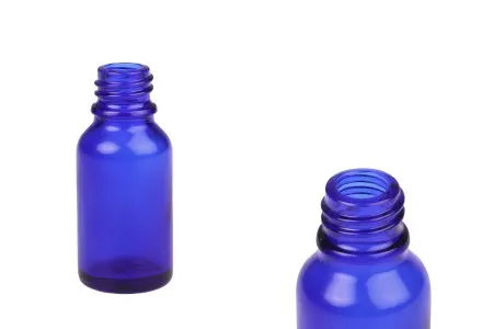 Plava staklena bočica za etarska ulja 15mL, sa grlom PP18 - bez zatvarača-1