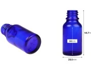 Plava staklena bočica za etarska ulja 15mL, sa grlom PP18 - bez zatvarača-dimenzije_slike