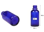 Plava staklena bočica za etarska ulja 30mL, sa grlom PP18 - bez zatvarača-dimenzije_slike