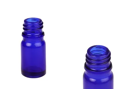 Plava staklena bočica za etarska ulja 5mL, sa grlom PP18 - bez zatvarača-1