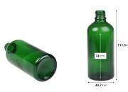 Zelena staklena bočica za etarska ulja 100mL, sa grlom PP18 Zelena staklena bočica za etarska ulja 100mL, sa grlom PP18