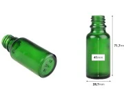Zelena staklena bočica za etarska ulja 20mL, sa grlom PP18 - bez zatvarača Zelena staklena bočica za etarska ulja 20mL, sa grlom PP18 - bez zatvarača