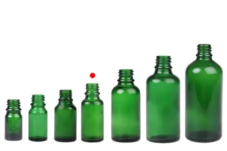 Zelena staklena bočica za etarska ulja 20mL, sa grlom PP18 - bez zatvarača-10