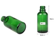 Zelena staklena bočica za etarska ulja 30mL, sa grlom PP18 - bez zatvarača-dimenzije_slike