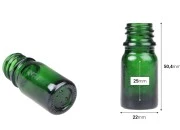 Zelena staklena bočica za etarska ulja 5mL, sa grlom PP18 - bez zatvarača