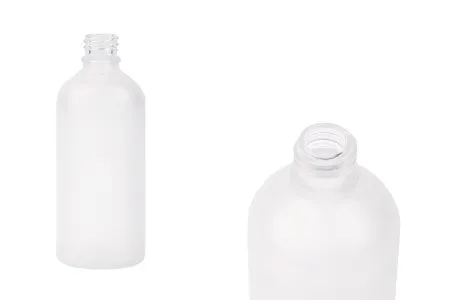 Providna staklena bočica od peskiranog stakla za etarska ulja 100mL, sa grlom PP18 - bez zatvarača-1