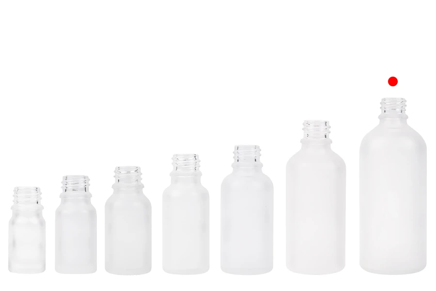 Providna staklena bočica od peskiranog stakla za etarska ulja 100mL, sa grlom PP18 - bez zatvarača