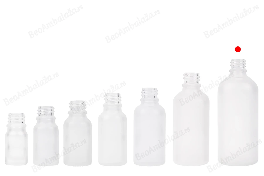 Providna staklena bočica od peskiranog stakla za etarska ulja 100mL, sa grlom PP18 - bez zatvarača-grupa_slika