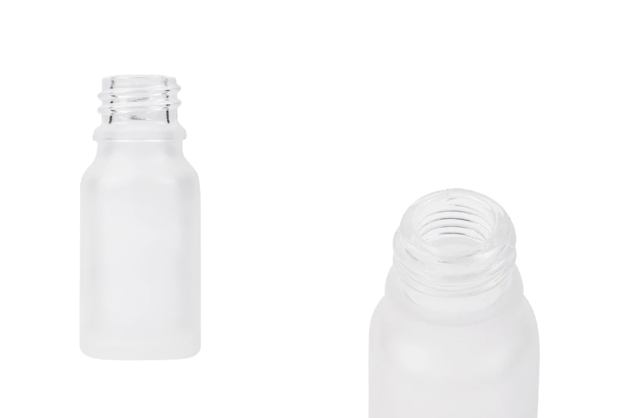 Providna staklena bočica od peskiranog stakla za etarska ulja 10mL, sa grlom PP18 - bez zatvarača Providna staklena bočica od peskiranog stakla za etarska ulja 10mL, sa grlom PP18 - bez zatvarača-slika_proizvoda