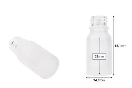 Providna staklena bočica od peskiranog stakla za etarska ulja 10mL, sa grlom PP18 - bez zatvarača-2