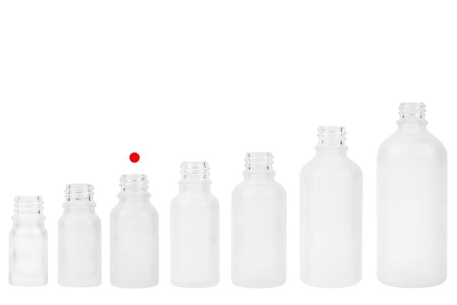 Providna staklena bočica od peskiranog stakla za etarska ulja 15mL, sa grlom PP18 - bez zatvarača-grupa_slika