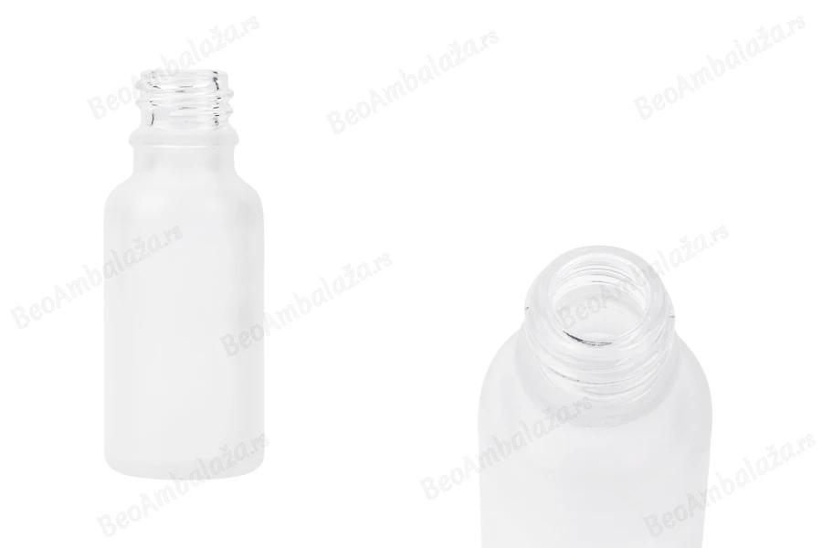 Providna staklena bočica od peskiranog stakla za etarska ulja 20mL, sa grlom PP18 - bez zatvarača-slika_proizvoda