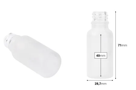 Providna staklena bočica od peskiranog stakla za etarska ulja 20mL, sa grlom PP18 - bez zatvarača-2