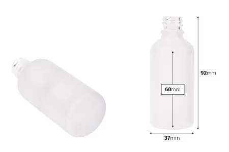 Providna staklena bočica od peskiranog stakla za etarska ulja 50mL, sa grlom PP18 - bez zatvarača-2