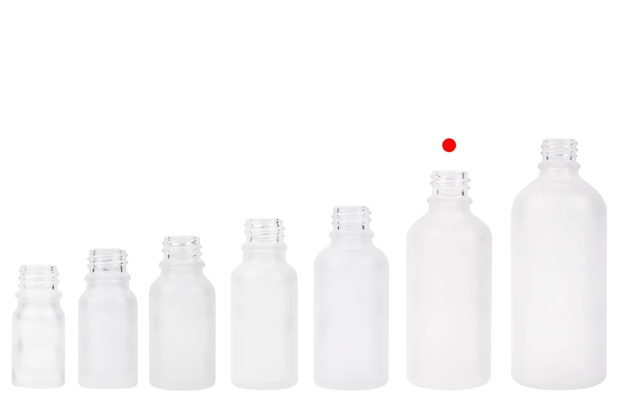 Providna staklena bočica od peskiranog stakla za etarska ulja 50mL, sa grlom PP18 - bez zatvarača-grupa_slika