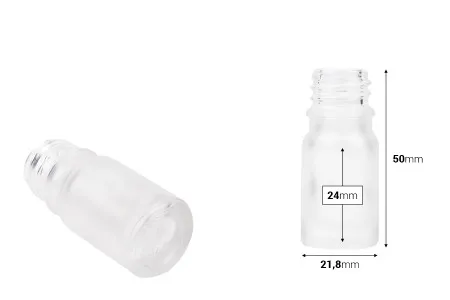 Providna staklena bočica od peskiranog stakla za etarska ulja 5mL, sa grlom PP18 - bez zatvarača-2