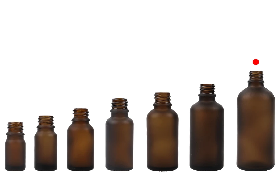 Braon staklena bočica od peskiranog stakla za etarska ulja 100mL, sa grlom PP18 - bez zatvarača-grupa_slika