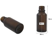 Braon staklena bočica od peskiranog stakla za etarska ulja 20mL, sa grlom PP18 - bez zatvarača Braon staklena bočica od peskiranog stakla za etarska ulja 20mL, sa grlom PP18 - bez zatvarača