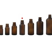 Braon staklena bočica od peskiranog stakla za etarska ulja 20mL, sa grlom PP18 - bez zatvarača Braon staklena bočica od peskiranog stakla za etarska ulja 20mL, sa grlom PP18 - bez zatvarača