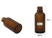 Braon staklena bočica od peskiranog stakla za etarska ulja 30mL, sa grlom PP18 - bez zatvarača-dimenzije_slike