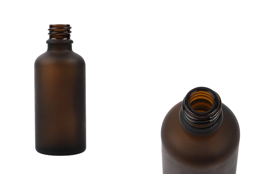 Braon staklena bočica od peskiranog stakla za etarska ulja 50mL, sa grlom PP18 - bez zatvarača-slika_proizvoda