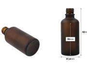 Braon staklena bočica od peskiranog stakla za etarska ulja 50mL, sa grlom PP18 - bez zatvarača-dimenzije_slike