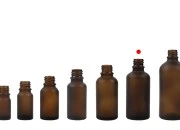 Braon staklena bočica od peskiranog stakla za etarska ulja 50mL, sa grlom PP18 - bez zatvarača-grupa_slika