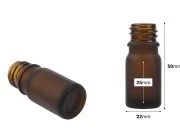 Braon staklena bočica od peskiranog stakla za etarska ulja 5mL, sa grlom PP18 - bez zatvarača Braon staklena bočica od peskiranog stakla za etarska ulja 5mL, sa grlom PP18 - bez zatvarača