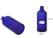 Plava staklena bočica od peskiranog stakla za etarska ulja 100mL, sa grlom PP18 - bez zatvarača-dimenzije_slike