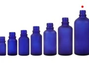 Plava staklena bočica od peskiranog stakla za etarska ulja 100mL, sa grlom PP18 - bez zatvarača-grupa_slika