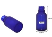 Plava staklena bočica od peskiranog stakla za etarska ulja 15mL, sa grlom PP18 - bez zatvarača-dimenzije_slike