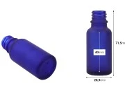 Plava staklena bočica od peskiranog stakla za etarska ulja 20mL, sa grlom PP18 - bez zatvarača-dimenzije_slike