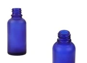 Plava staklena bočica od peskiranog stakla za etarska ulja 30mL, sa grlom PP18 - bez zatvarača Plava staklena bočica od peskiranog stakla za etarska ulja 30mL, sa grlom PP18 - bez zatvarača-slika_proizvoda