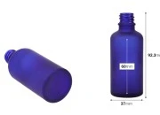 Plava staklena bočica od peskiranog stakla za etarska ulja 50mL, sa grlom PP18 - bez zatvarača-dimenzije_slike