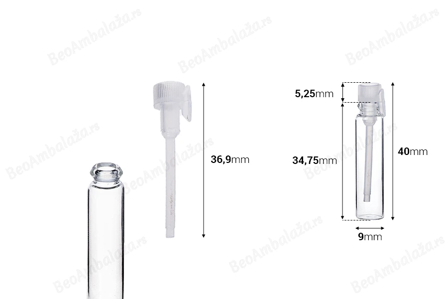Staklena bočica, tester za parfeme 1mL-dimenzije_slike