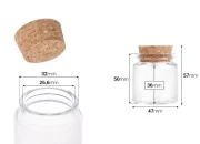 Staklena flašica sa plutanim čepom za poklončiće 50mL, 47x50 mm - 12 kom Staklena flašica sa plutanim čepom za poklončiće 50mL, 47x50 mm - 12 kom
