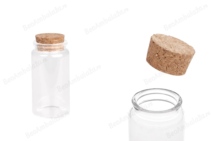 Staklena flašica sa plutanim čepom za poklončiće 120mL, 47x90 mm - 12 kom-slika_proizvoda