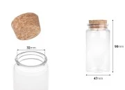 Staklena flašica sa plutanim čepom za poklončiće 120mL, 47x90 mm - 12 kom-dimenzije_slike